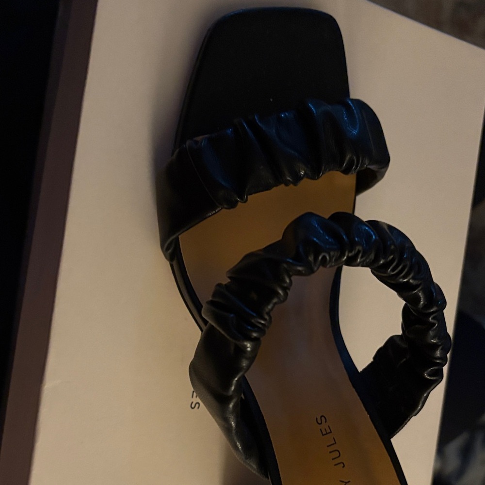 Sincerely Jules style:KATIE Black Ruched Strap Slingback Sandals